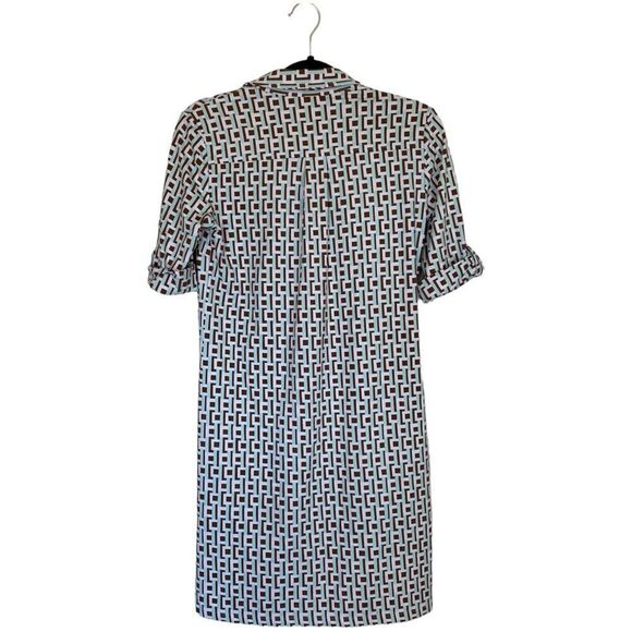 J. MCLAUGHLIN Brynn Dress Mint Brown Geometric Print Catalina Cloth Size XS - Picture 2 of 6